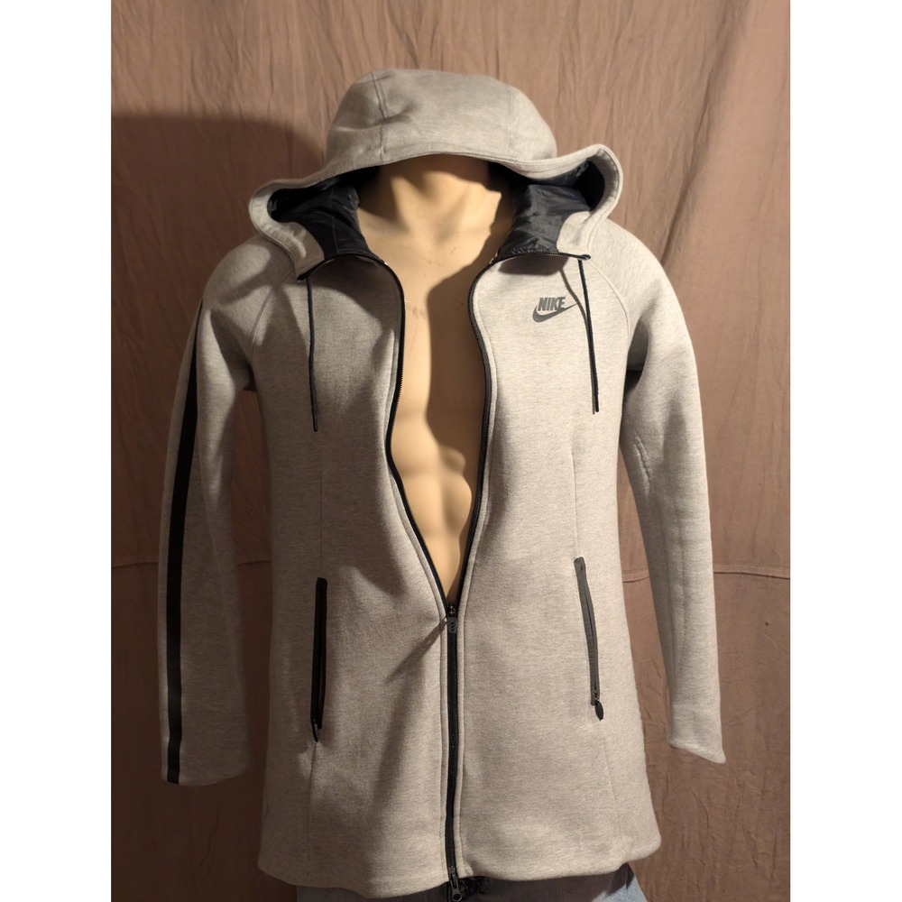 Nike Tech Fleece Aeroloft Parka Womens Small Gray Excellent Down Fill Hoodie